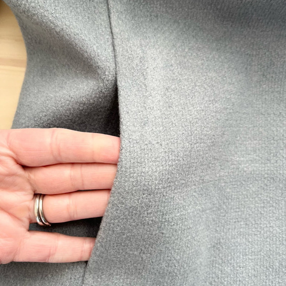 AMS Pure Wool Blend Mockneck Zip Front Blazer Jacket in Light Grey Blue, Size 12 - Picture 8 of 12